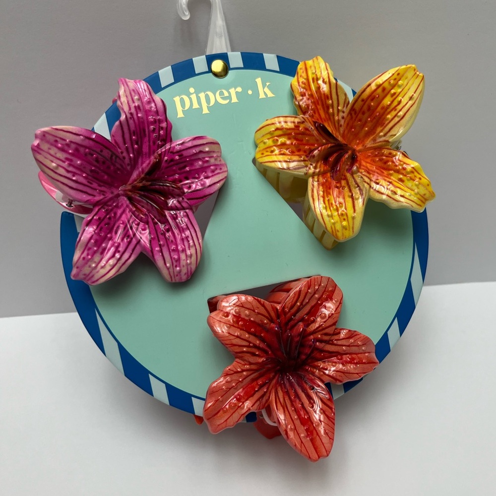 NWT 🌺🌼🌸 Piper K Gorgeous Orchid Hair Claw Clips set of 3 - Picture 9 of 10